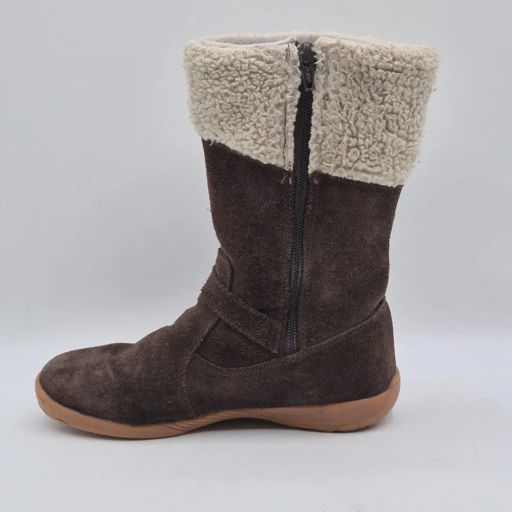 Merrell Mimosa Harvest Waterproof Boots Kids‎ Size 3 Brown Suede Faux Fur J95508